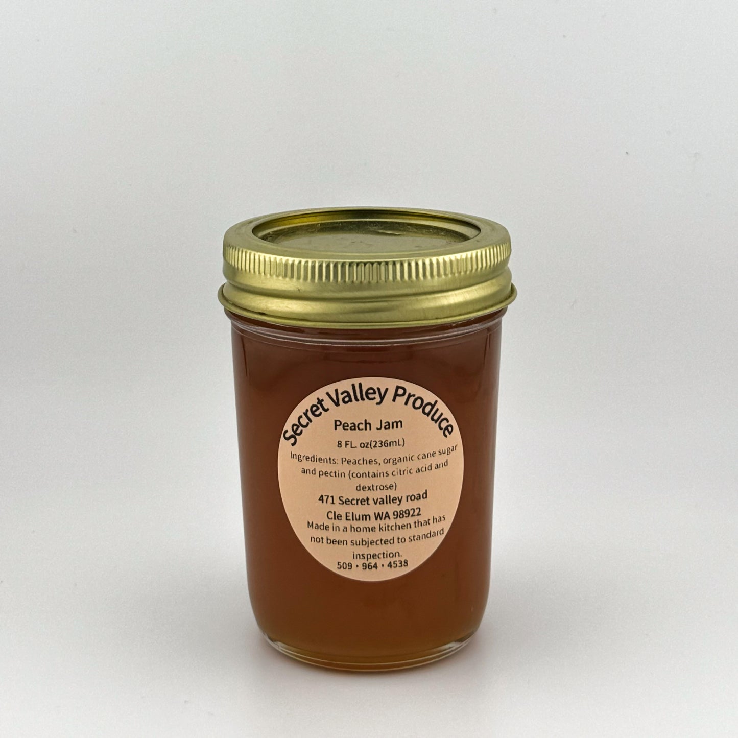 Peach Homemade Jam - 8oz jar