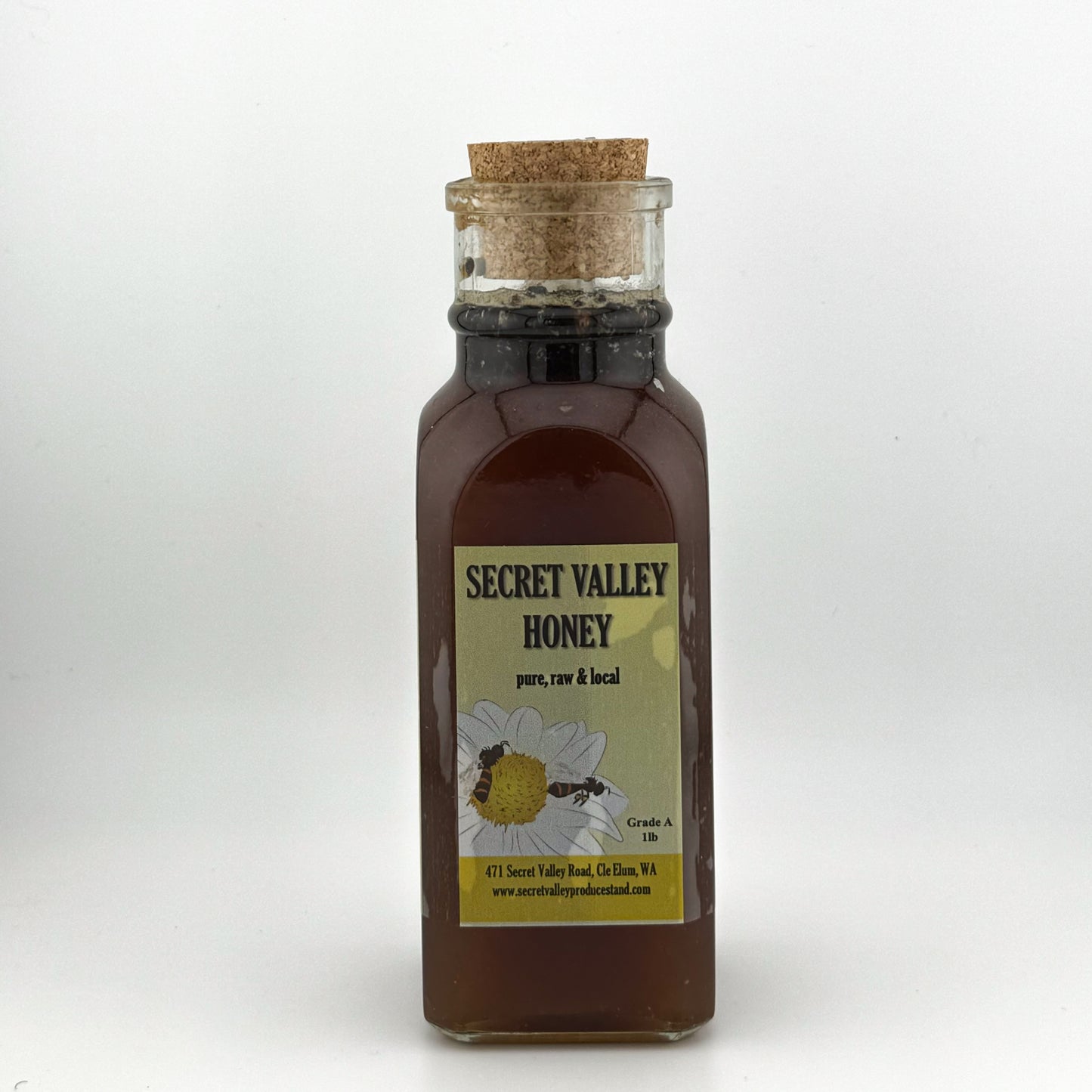 Elderberry Mountain Wildflower Honey - Large square muth 1lb jar